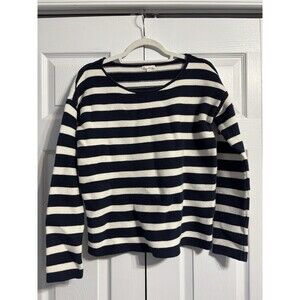 Womens GAP Navy Cream Striped Long Sleeve Knit Sweater - size s - fisherman core